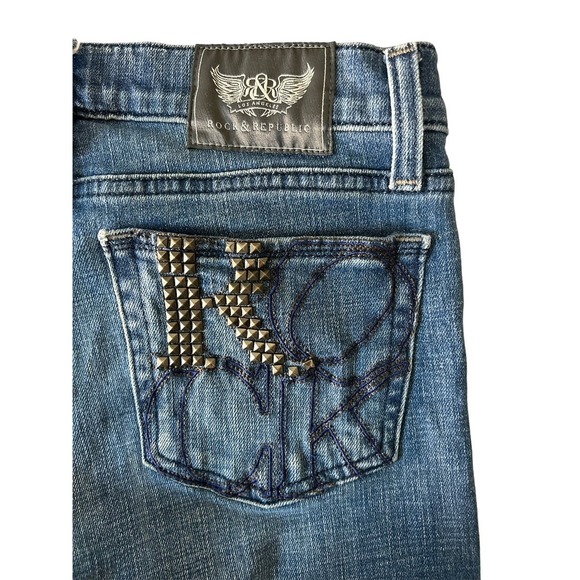 Rock & Republic Size 27‎ Ollie Studded Embellished Straight Leg Denim Jeans - Picture 3 of 8